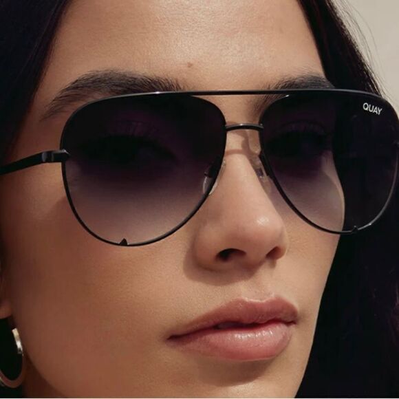 NWT Quay High mini 126 Black/smoked lenses Aviator Sunglasses - Picture 3 of 12